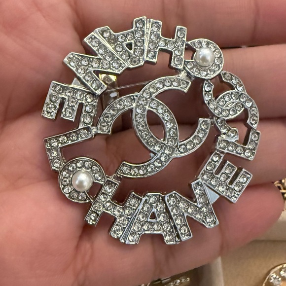 Upcycled Jewelry - Crystal-Embellished Silver Brooch